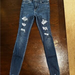 Hollister Dark Blue Distressed Skinny Jeans